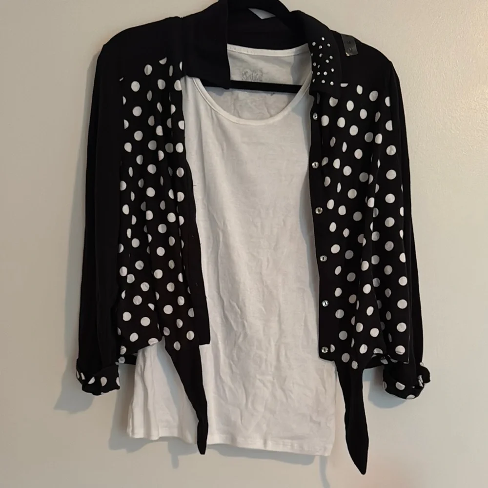 Justice Black and White Polka Dot Blouse